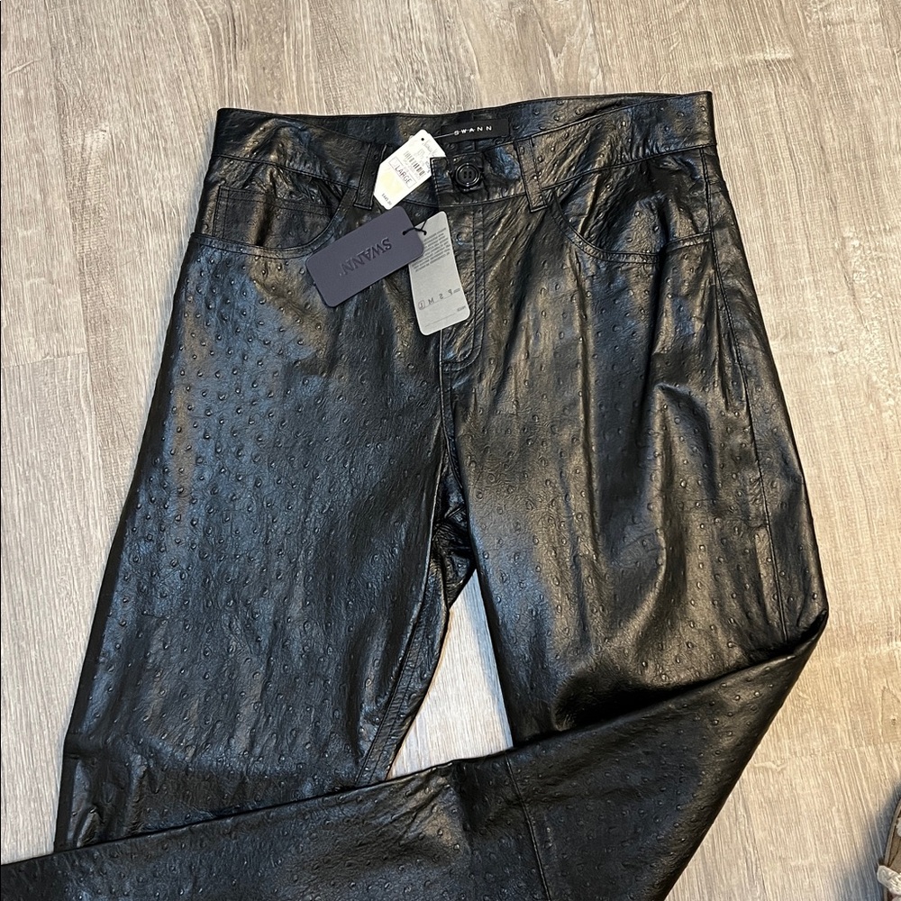 Sandro Black Embossed Leather Trousers
